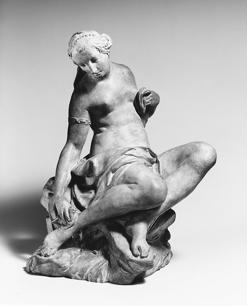 Diana Bathing, Jean-Baptiste Boudard (French (active Italy), Paris 1710–1768 Sala Baganza, Parma), Terracotta, Italian, Rome 