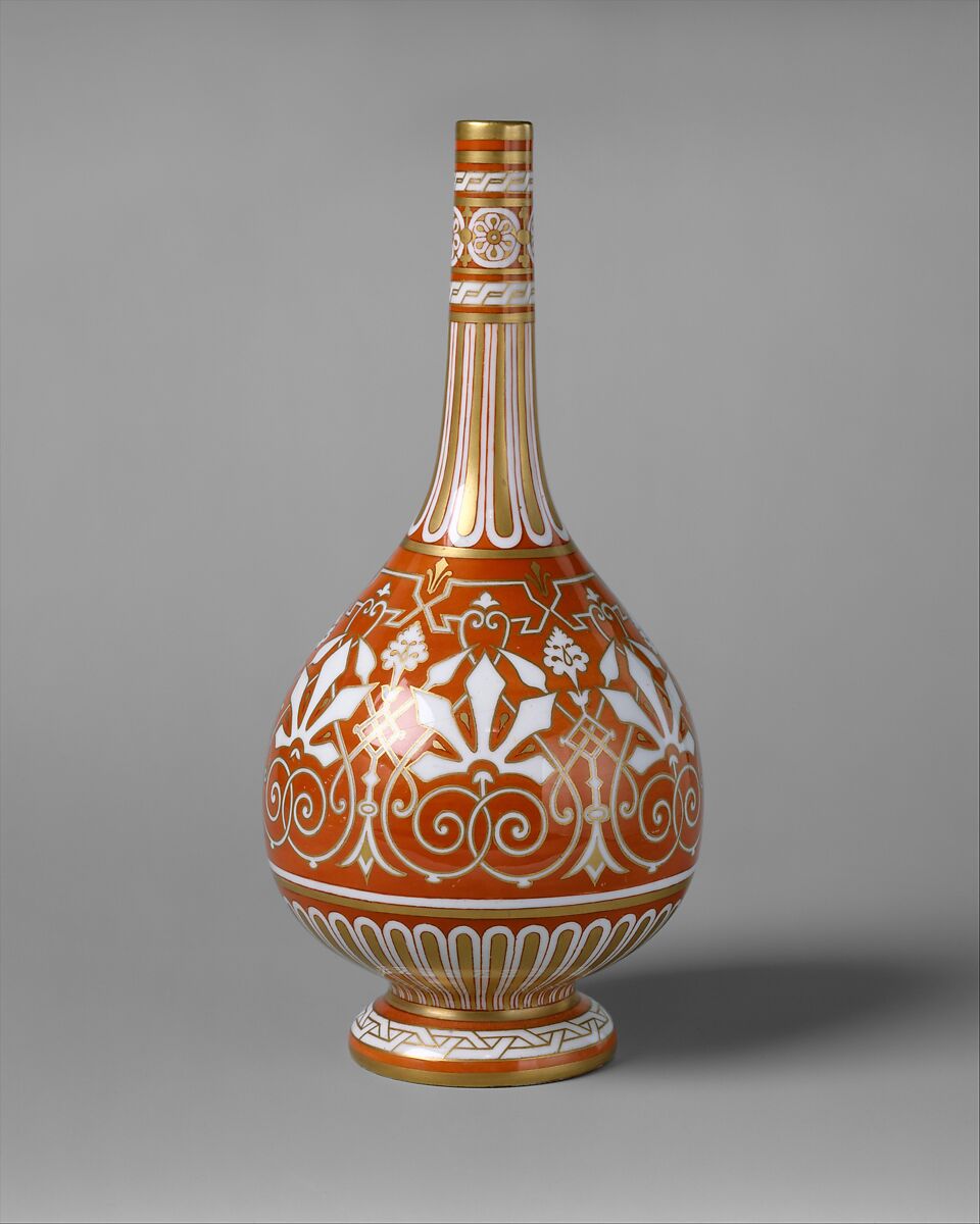 Bottle, Design attributed to Christopher Dresser (British, Glasgow, Scotland 1834–1904 Mulhouse), Bone china, British, Stoke-on-Trent, Staffordshire 