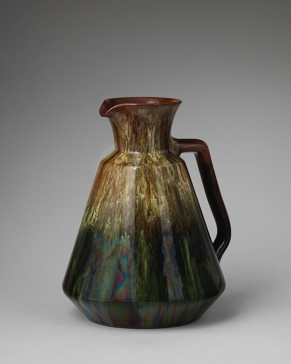 Pitcher, Christopher Dresser (British, Glasgow, Scotland 1834–1904 Mulhouse), Earthenware, British, Linthorpe, Yorkshire 