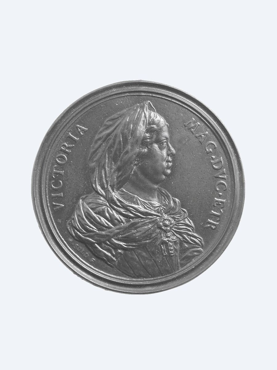 Vittoria della Rovere, Grand Duchess of Tuscany (1622-94), Medalist: Massimiliano Soldani (Italian, Montevarchi 1656–1740 Montevarchi), Bronze, dark brown patina, Italian, Florence