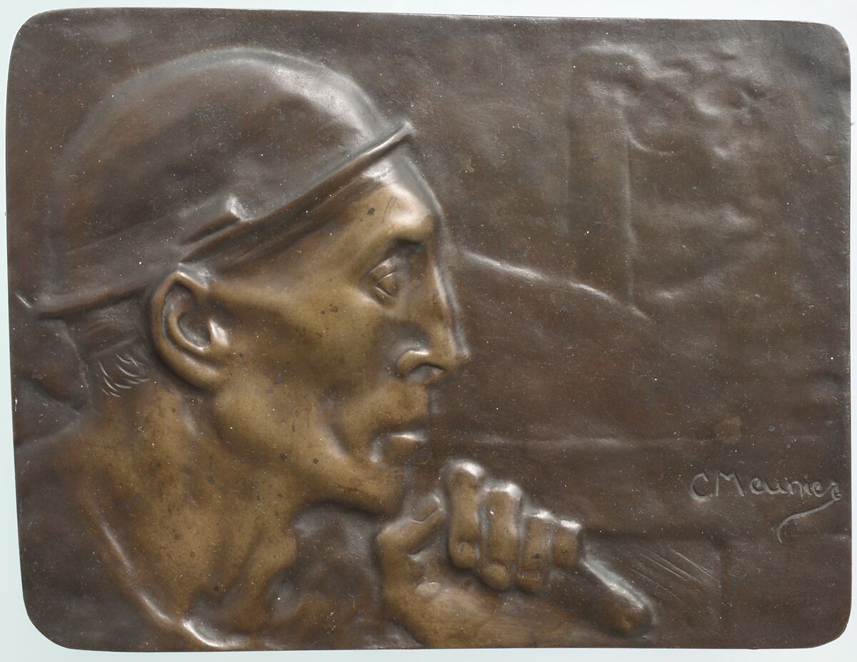 The Miner, Constantin Meunier (Belgian, Etterbeek 1831–1905 Ixelles), Bronze, Belgian 