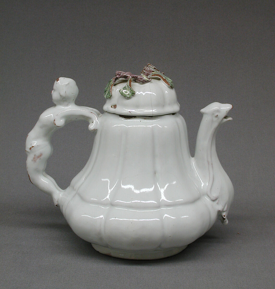 Teapot, Faience (tin-glazed earthenware), German, Dresden 