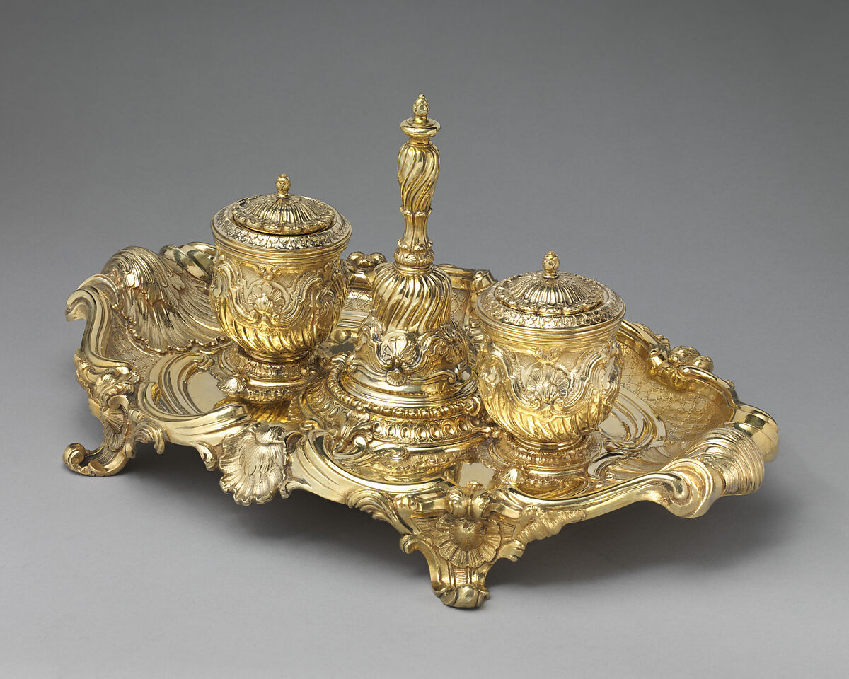 Inkstand, Design attributed to Francesco Ladatte (Italian, Turin 1706–1787 Turin), Silver gilt, Italian, Turin
