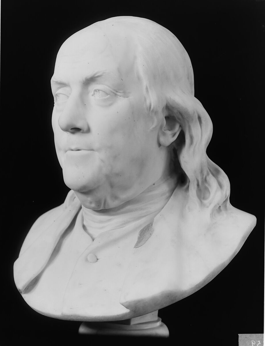 Benjamin Franklin (1706–1790), Jean Antoine Houdon (French, Versailles 1741–1828 Paris), Marble, French