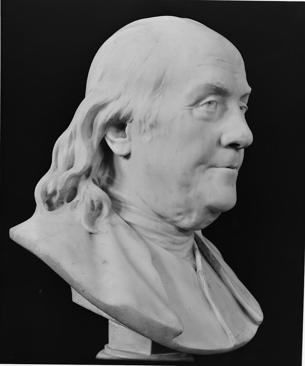 Benjamin Franklin (1706–1790), Jean Antoine Houdon (French, Versailles 1741–1828 Paris), Marble, French