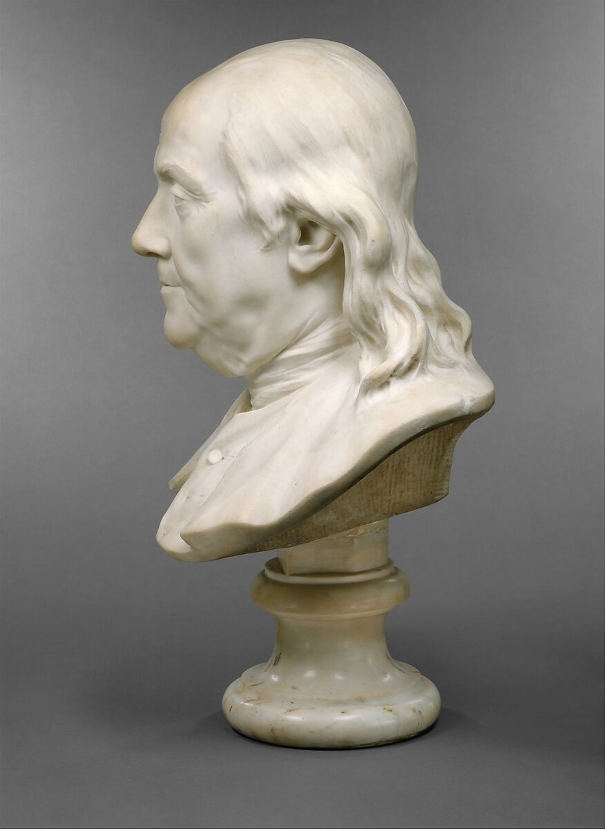 Benjamin Franklin (1706–1790), Jean Antoine Houdon (French, Versailles 1741–1828 Paris), Marble, French