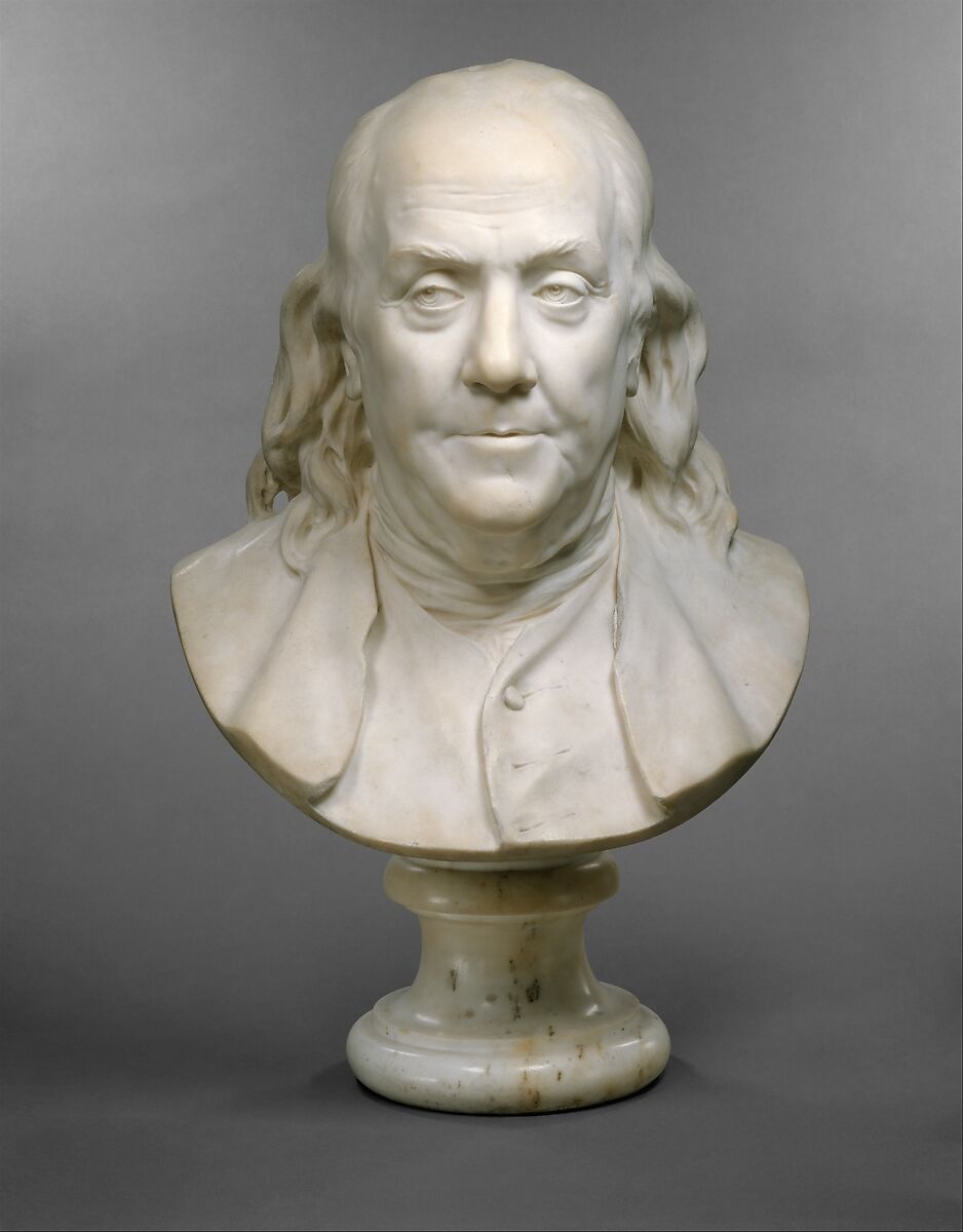 Benjamin Franklin (1706–1790), Jean Antoine Houdon (French, Versailles 1741–1828 Paris), Marble, French 
