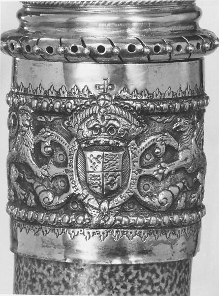 Peter Quick (active 1591–1610), Rhineland stoneware ("tiger-ware"), silver-gilt, British, Barnstaple