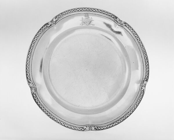 Plate from a table service owned by Chancellor Robert R. Livingston of New York, Jacques-Nicolas Roettiers (1736–1788, master 1765, retired 1777), Silver, French, Paris