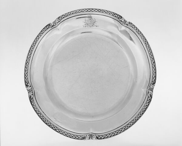 Plate from a table service owned by Chancellor Robert R. Livingston of New York, Jacques-Nicolas Roettiers (1736–1788, master 1765, retired 1777), Silver, French, Paris
