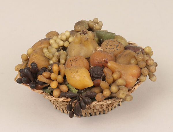 Basket of fruit without handles, Wax; wicker, Italian, Naples