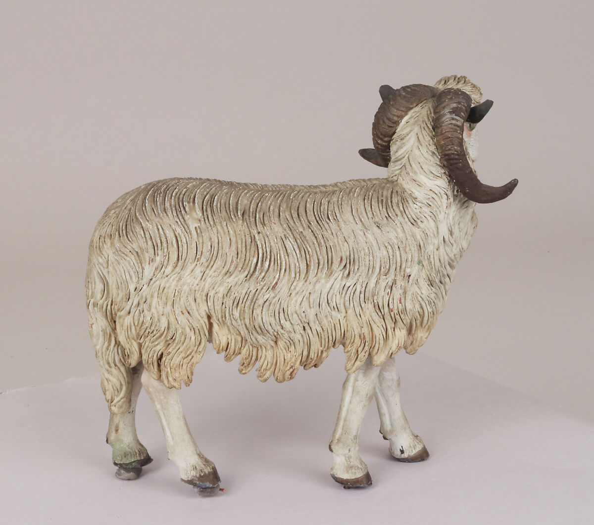 Standing sheep, Polychromed terracotta, Italian, Naples