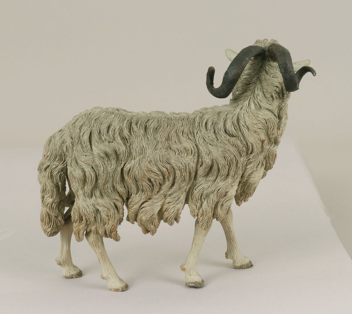 Standing sheep, Polychromed terracotta, Italian, Naples