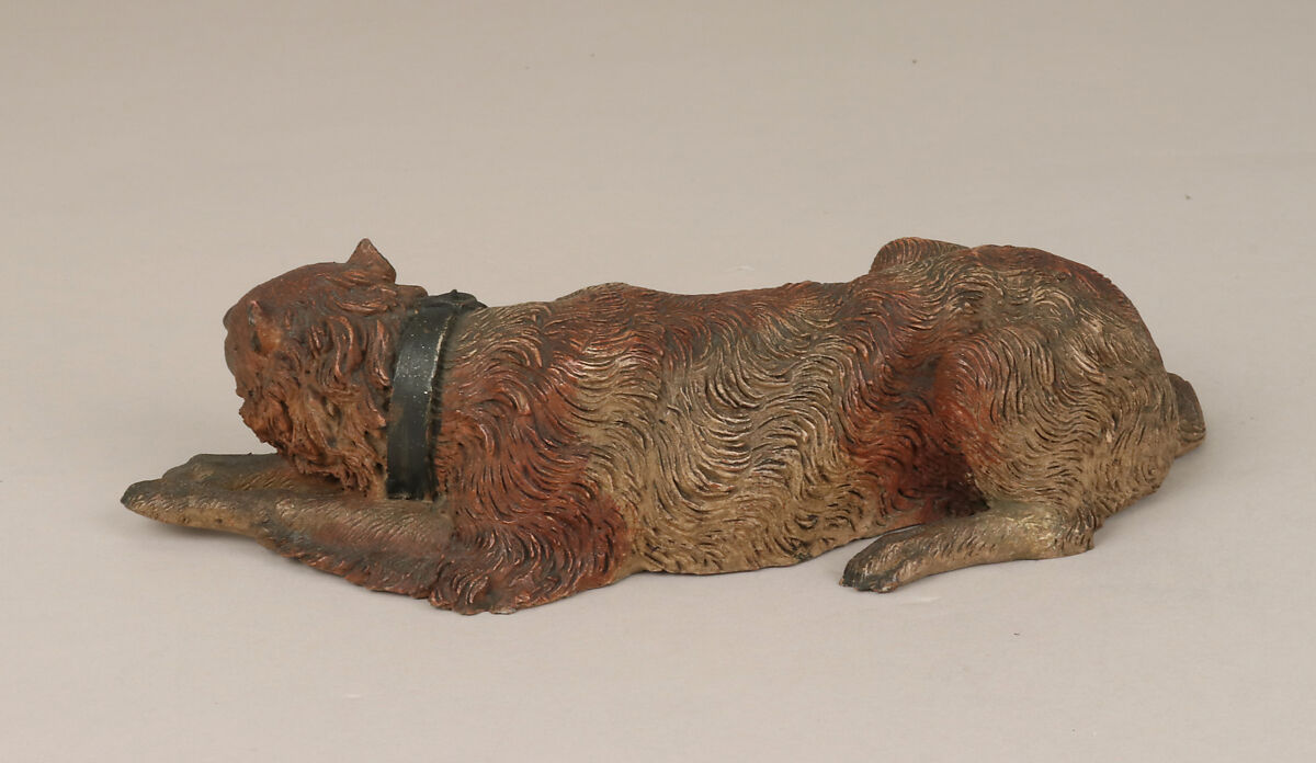 Reclining dog, Polychromed terracotta, Italian, Naples