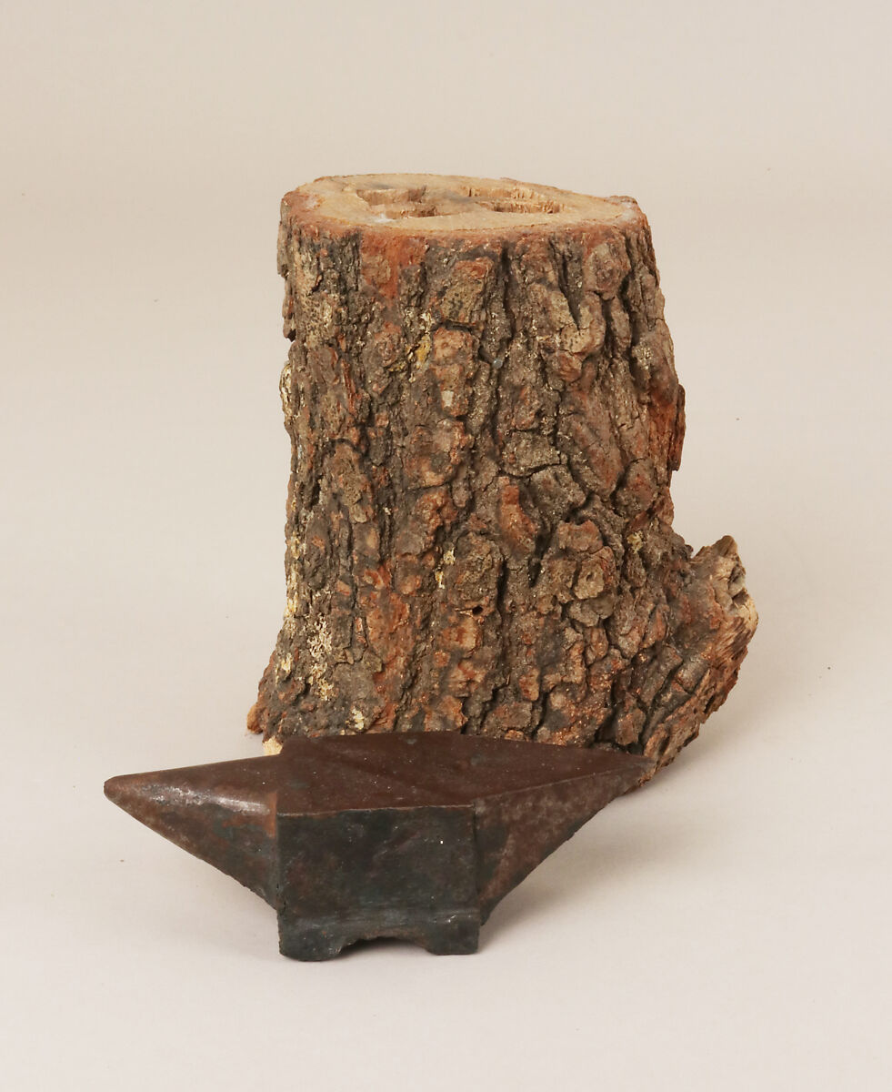 Anvil with stump base, Iron, tree stump, Italian, Naples