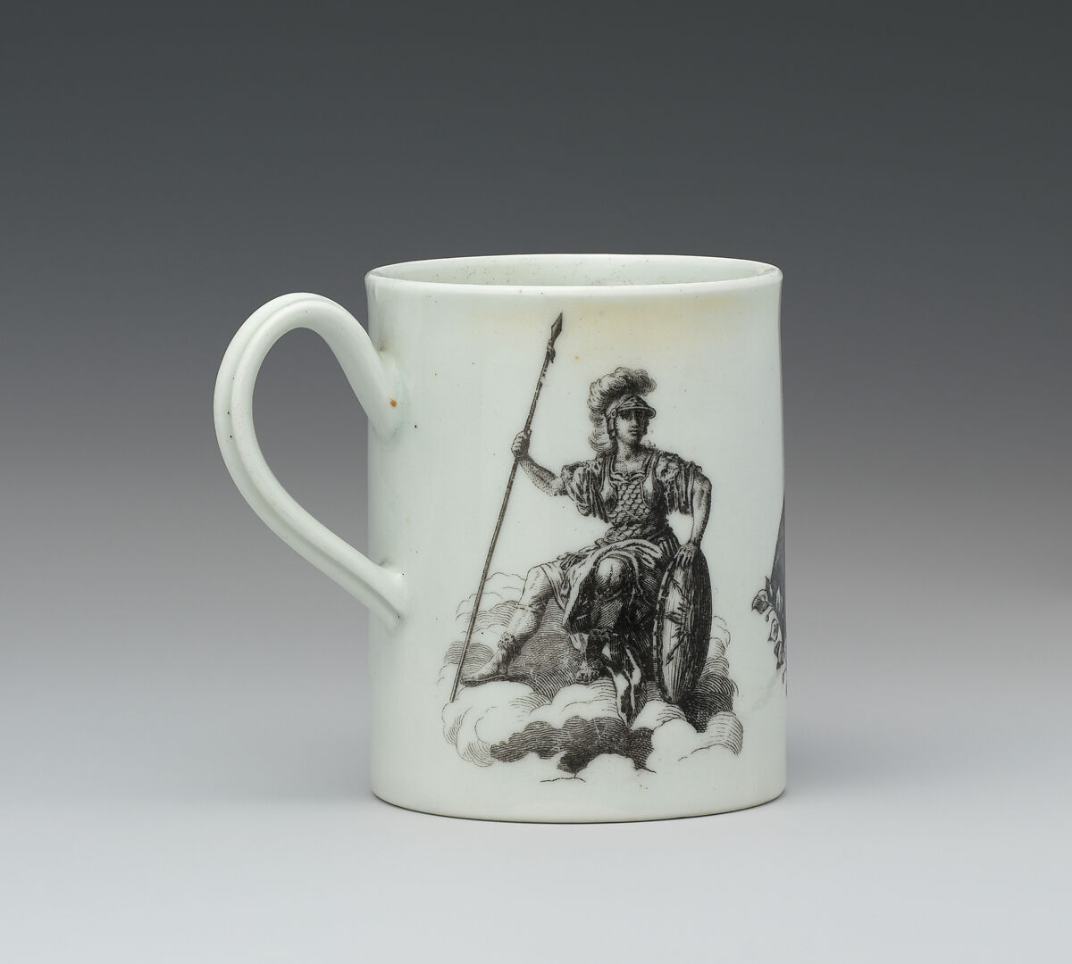 Mug with portrait of General John Manners (1721–1770), Marquis of Granby, Worcester factory (British, 1751–2008), Soft-paste porcelain, British, Worcester