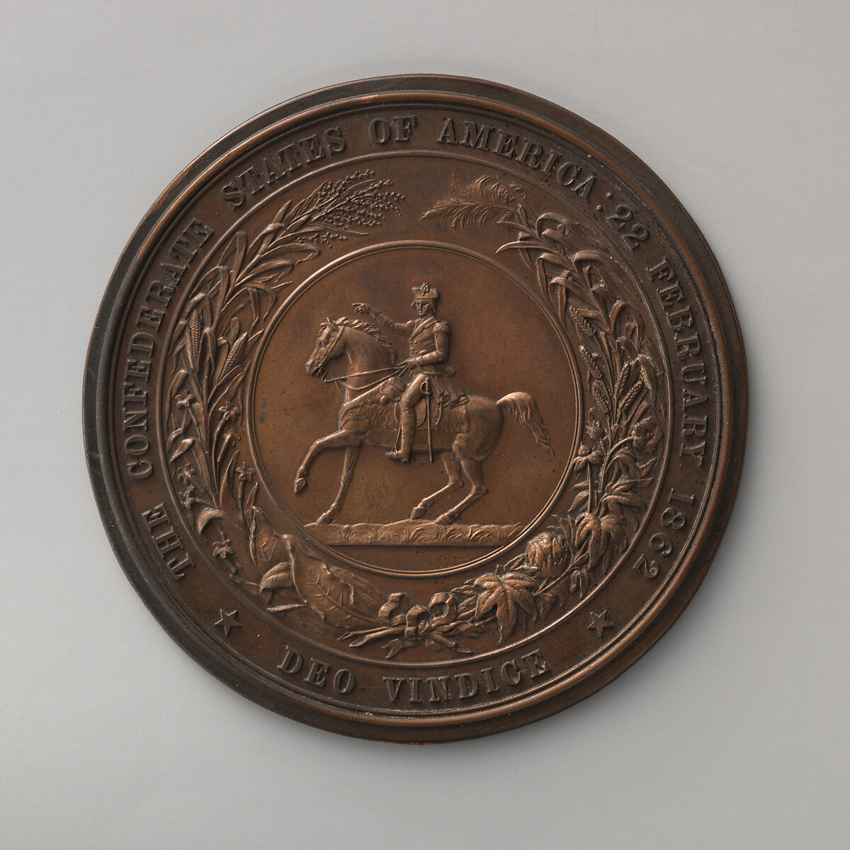 Impress of the seal of the Confederate States, 1862, Medalist: P. A. Foley (1818–1872), Bronze, Irish 