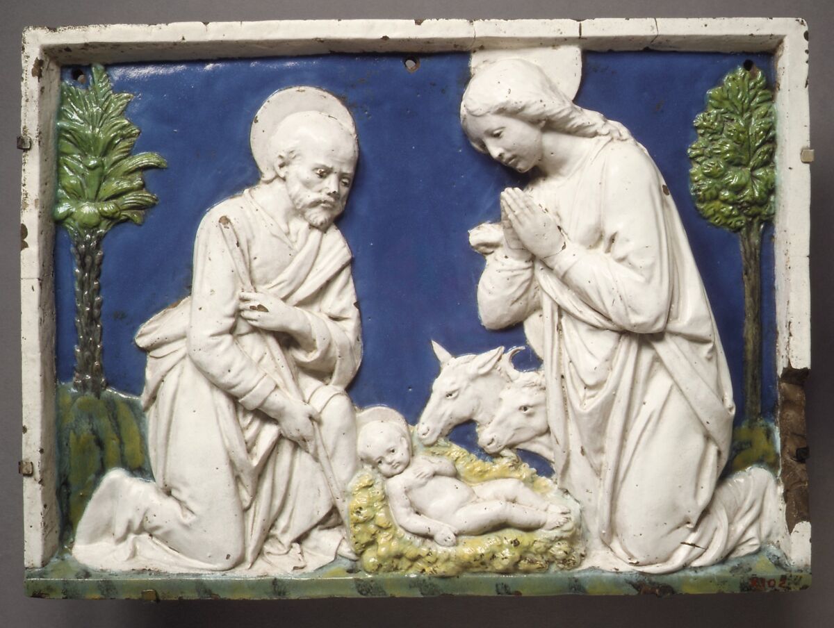 Nativity, Workshop of Andrea della Robbia (Italian, 1435–1525), Glazed terracotta, Italian, Florence 
