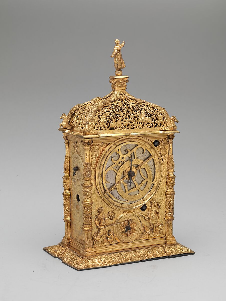 Case clock, After an original by Jeremias Metsker, Gilt brass, probably Austrian, after German, Augsburg original