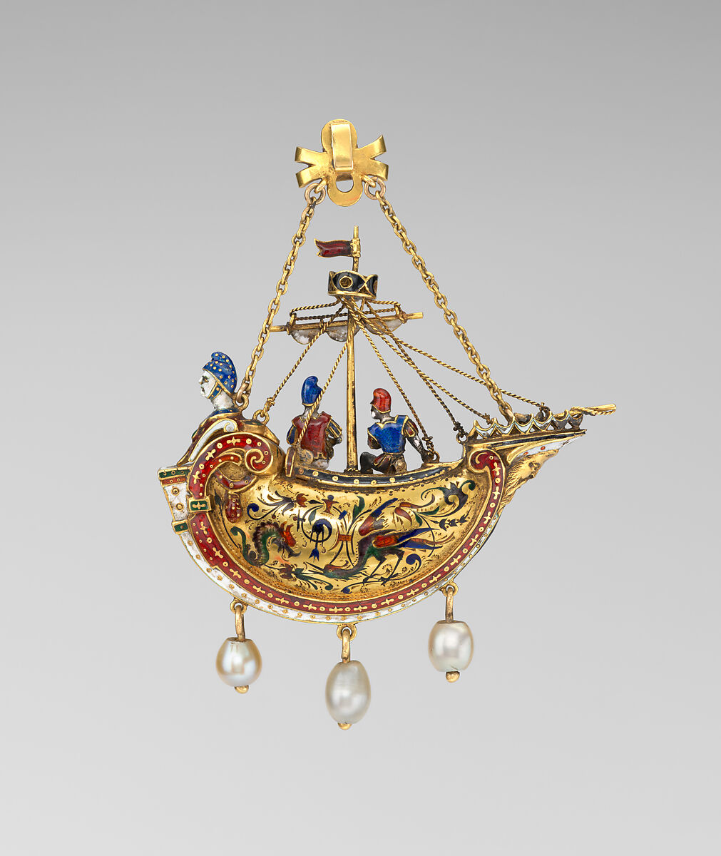 Pendant, Gold, enamel, pearls, possibly Austrian