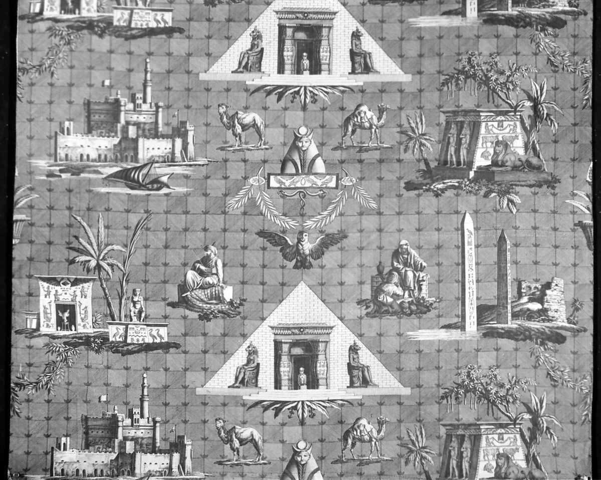 Les monuments d'Égypte, Oberkampf Manufactory (French, active 1760–1843), Roller-printed cotton, French, Jouy-en-Josas