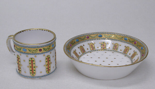 Miniature cup and saucer, Sèvres Manufactory (French, 1740–present), Soft-paste porcelain, French, Sèvres 