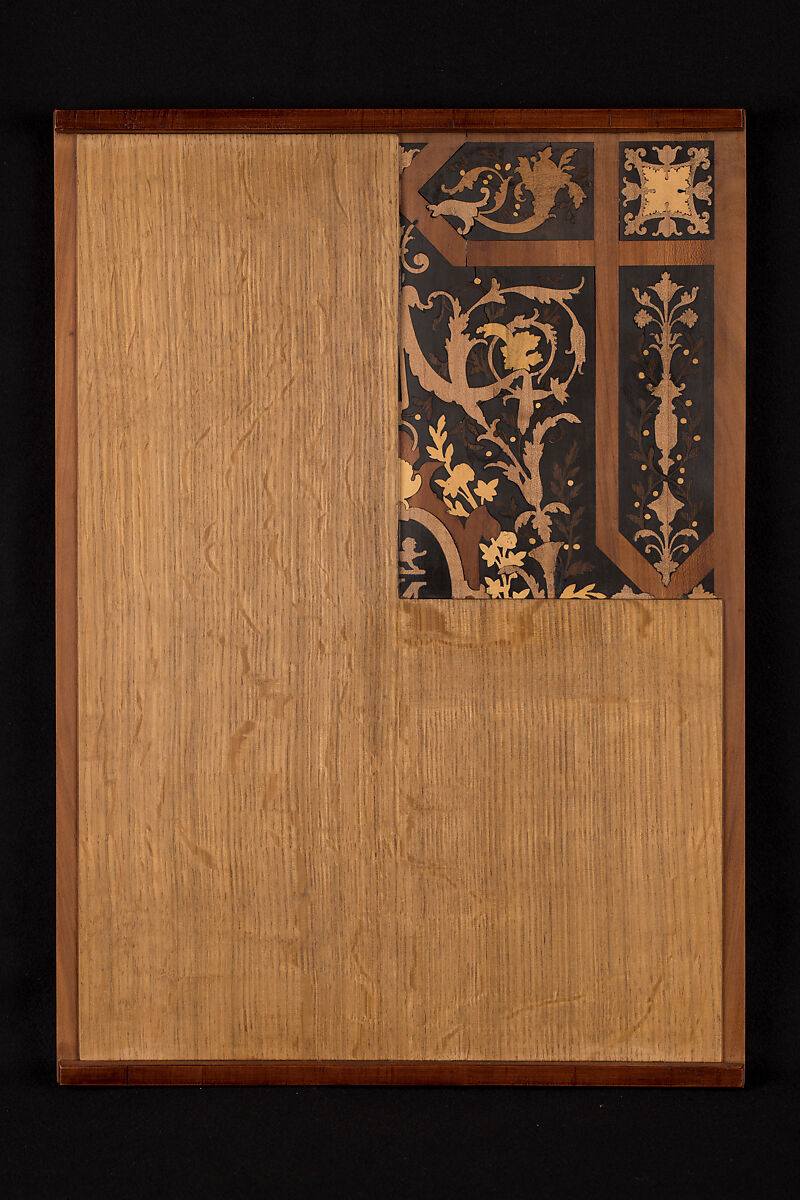 Book or album cover, Henry-Auguste Fourdinois (French, 1830–1907), Ebony and boxwood, pear and other fruitwoods, French, Paris