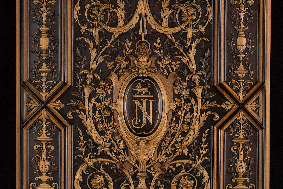 Book or album cover, Henry-Auguste Fourdinois (French, 1830–1907), Ebony and boxwood, pear and other fruitwoods, French, Paris