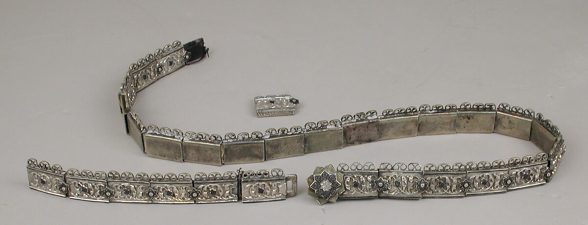 Belt, Silver and niello, Caucasian 