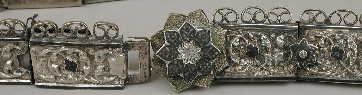 Belt, Silver and niello, Caucasian