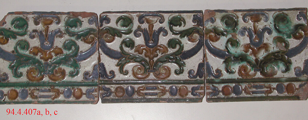 Walls tiles, Tin-glazed earthenware, Spanish, Seville 