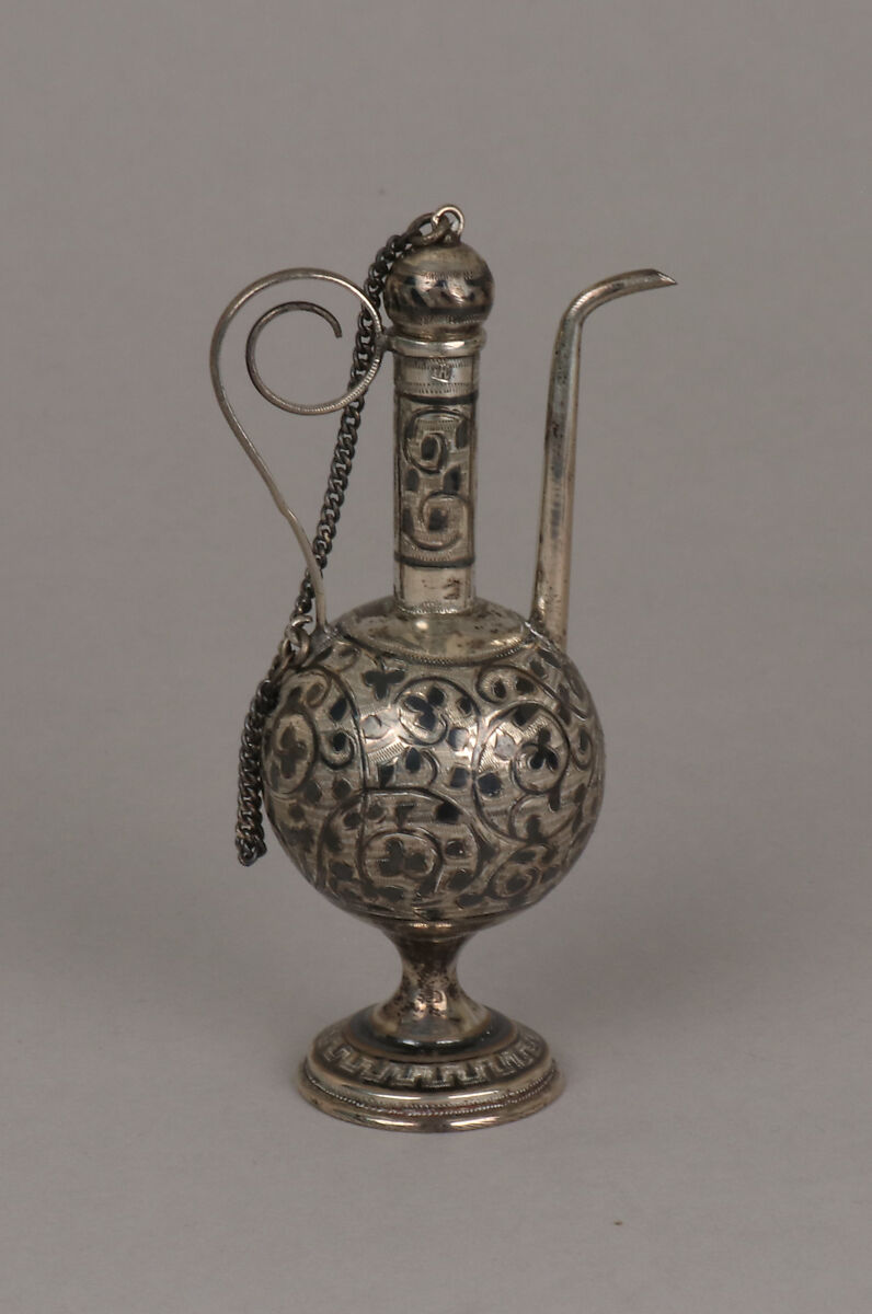 Miniature ewer, Silver and niello, Russian