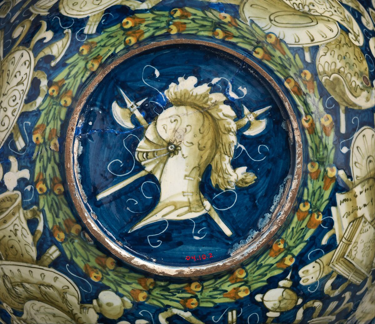 Bowl with Allegory of Peace, Maiolica (tin-glazed earthenware), Italian, Venice or Duchy of Urbino (possibly Pesaro)