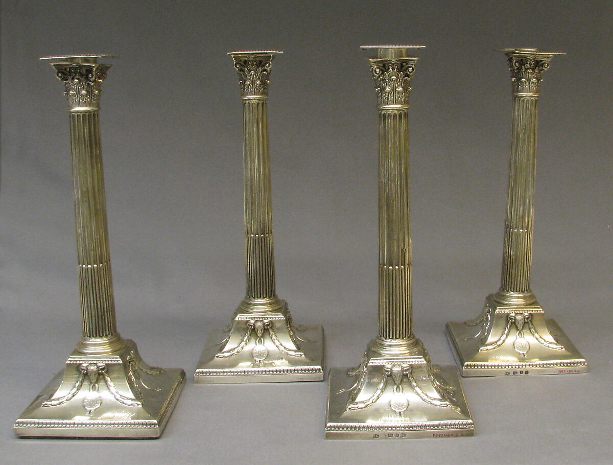 Four candlesticks, John Carter II (active 1768–1777), Silver, British, London 
