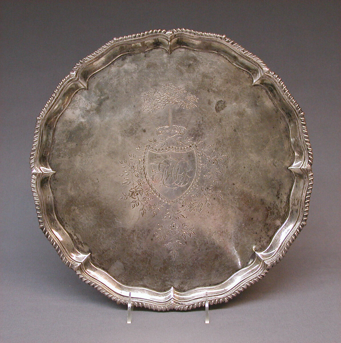 Salver, Possibly by Ebenezer Coker (active 1738, bankrupt 1781, died 1783), Silver, British, London 