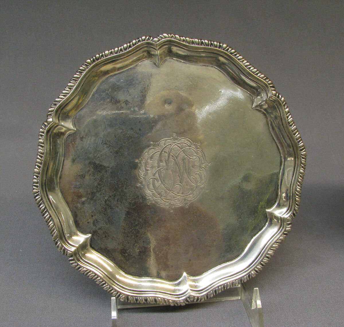 Salver (one of a pair), Probably by Thomas Hannam, Silver, British, London 