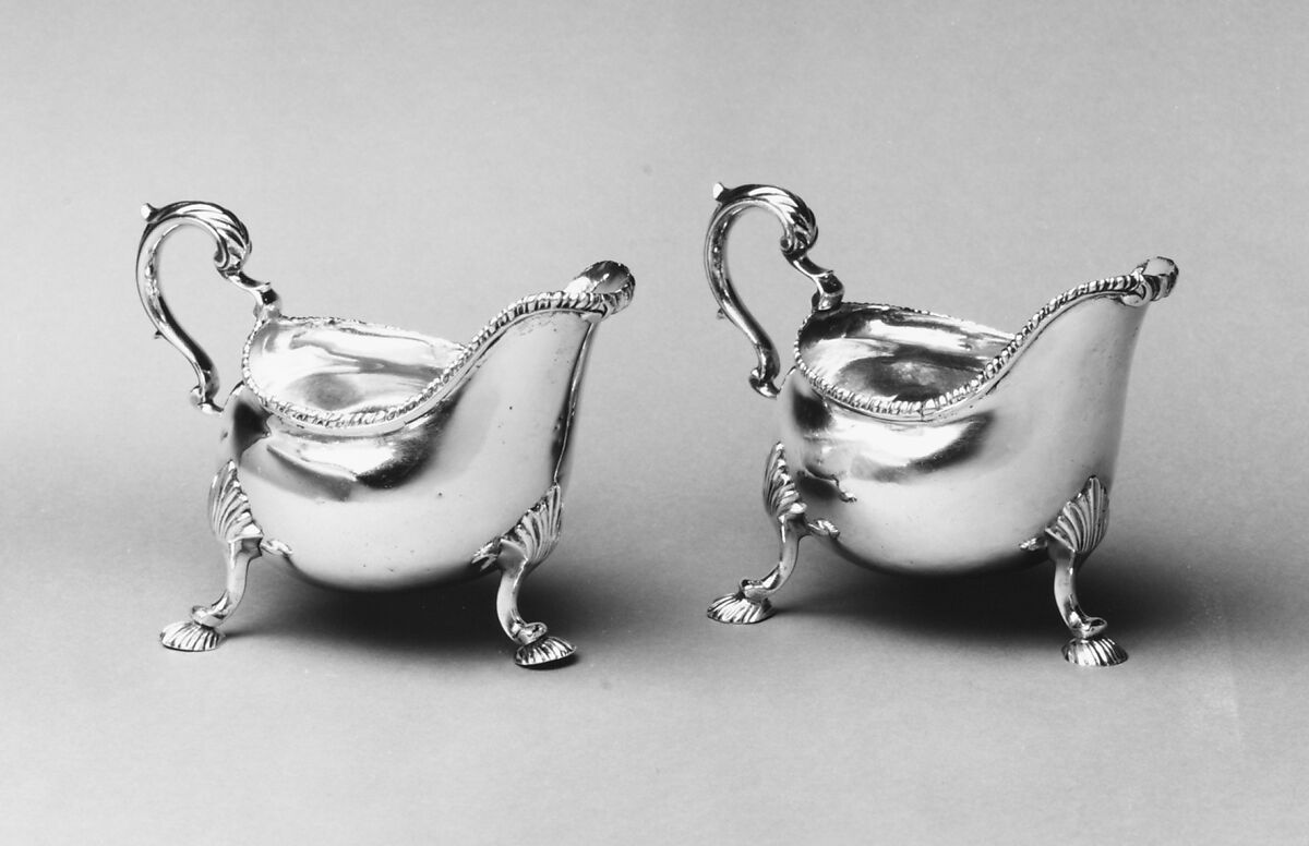 Pair of gravyboats, John Kentesber (entered 1757), Silver, British, London 