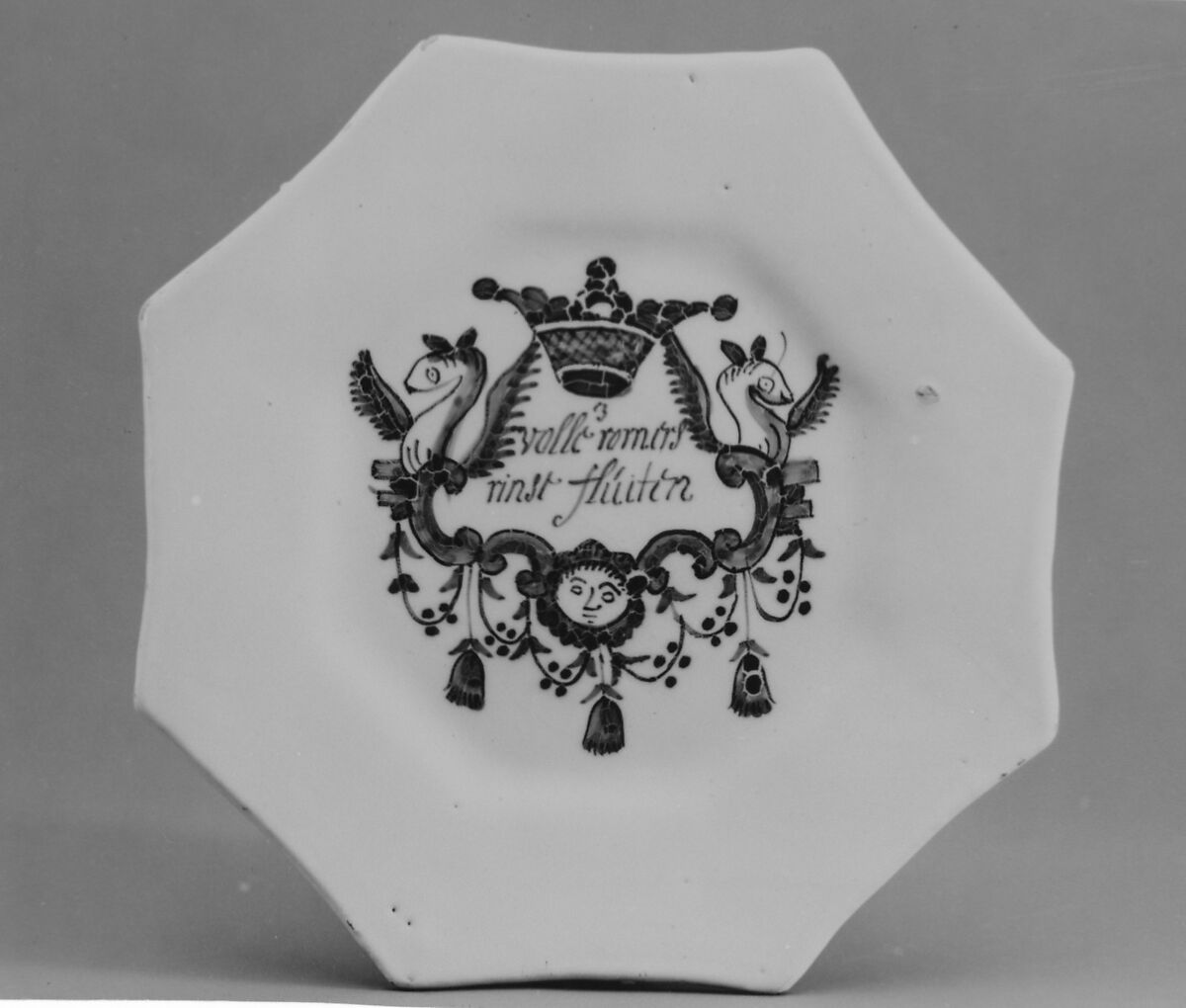 Plate (part of a set), Tin-glazed earthenware, Dutch, Delft 