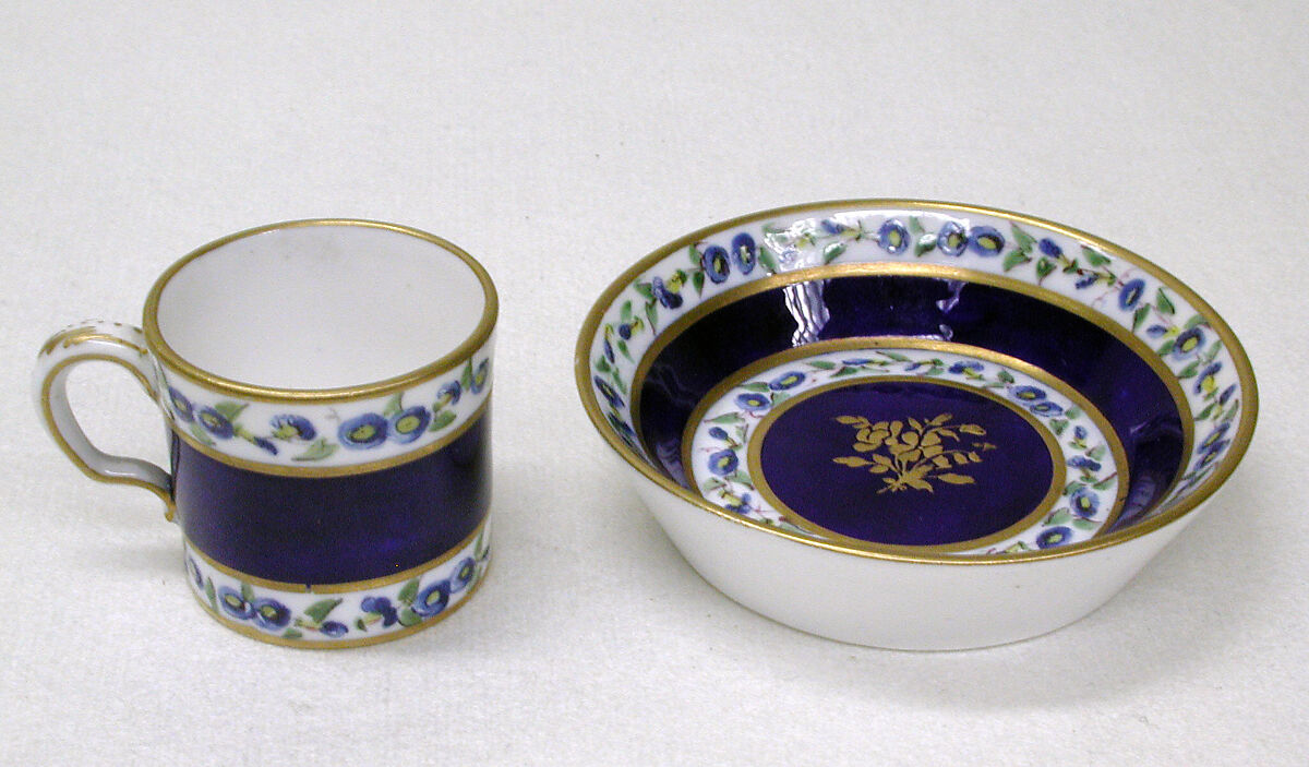 Miniature cup and saucer, Sèvres Manufactory (French, 1740–present), Soft-paste porcelain, French, Sèvres 
