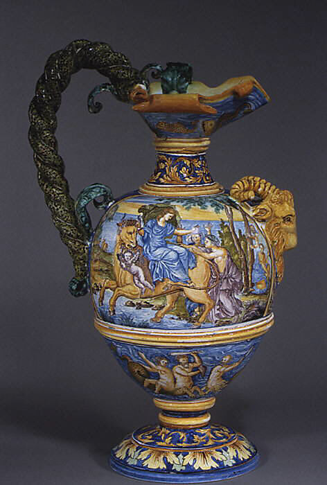 Wine jug (one of a pair), Faience (tin-glazed earthenware), French, Nevers 