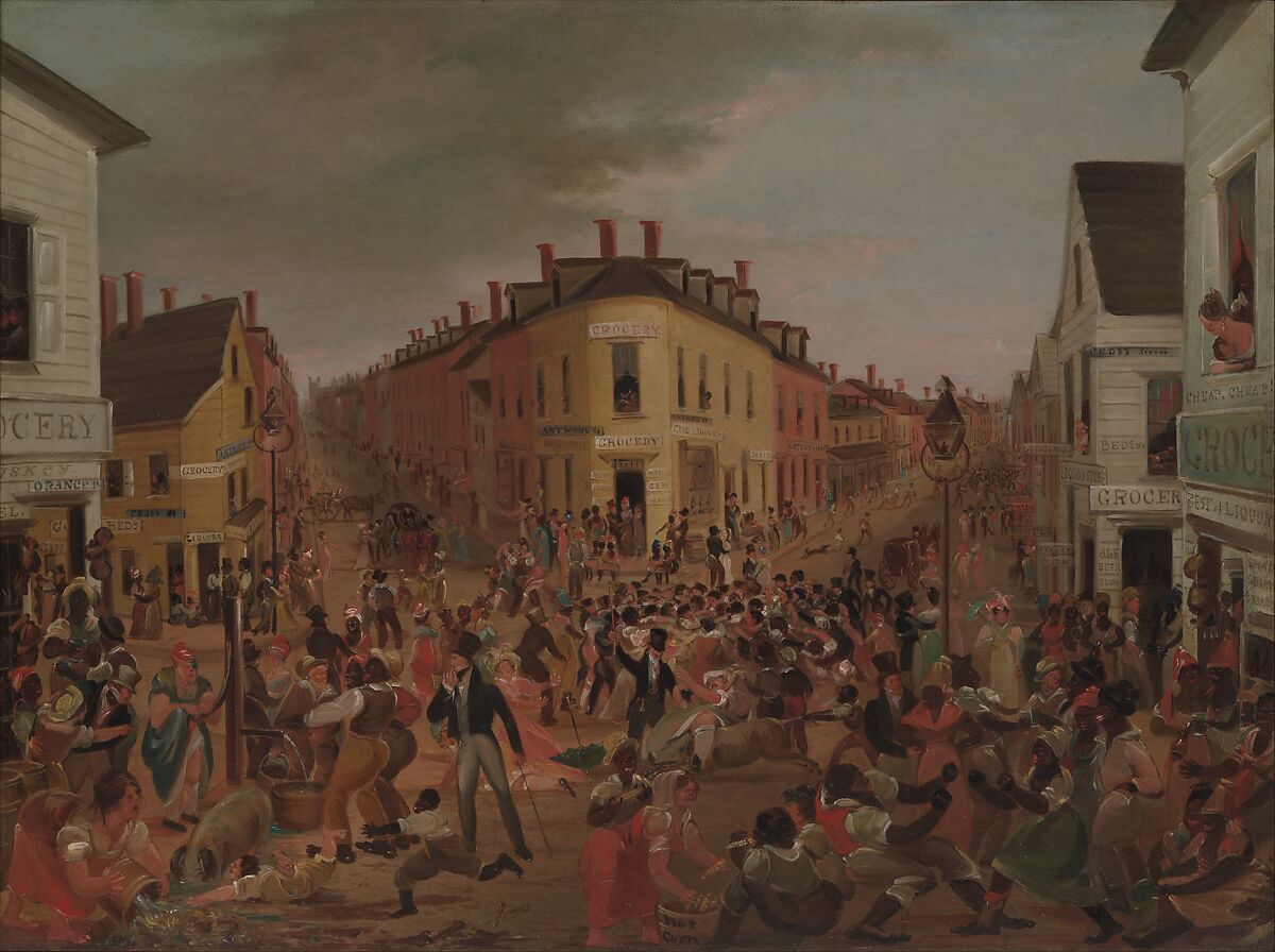The Five Points, Unknown Artist, Oil on wood panel, American 