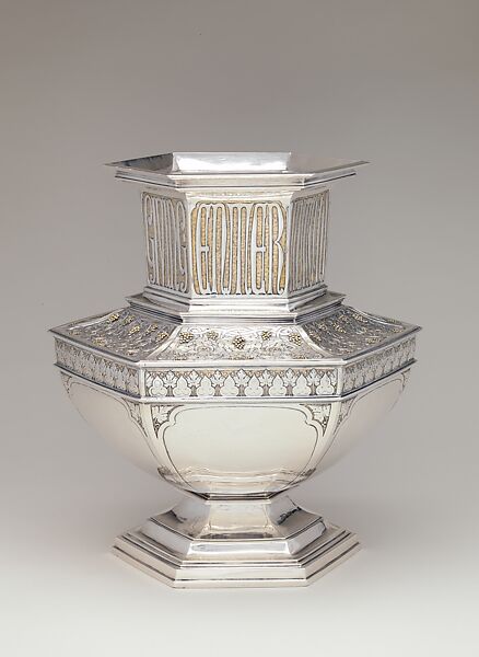 Vase, Arthur J. Stone (1847–1938), silver and gold, American 