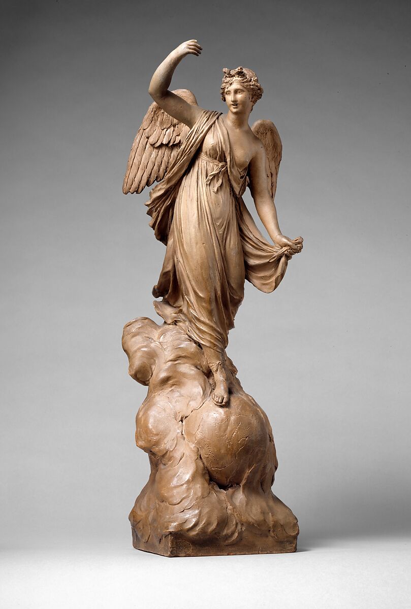 Victory Alighting on Earth, Gilles-Lambert Godecharle (Brussels, Belgium 1750–1835 Brussels, Belgium), Terracotta, Belgian, Brussels
