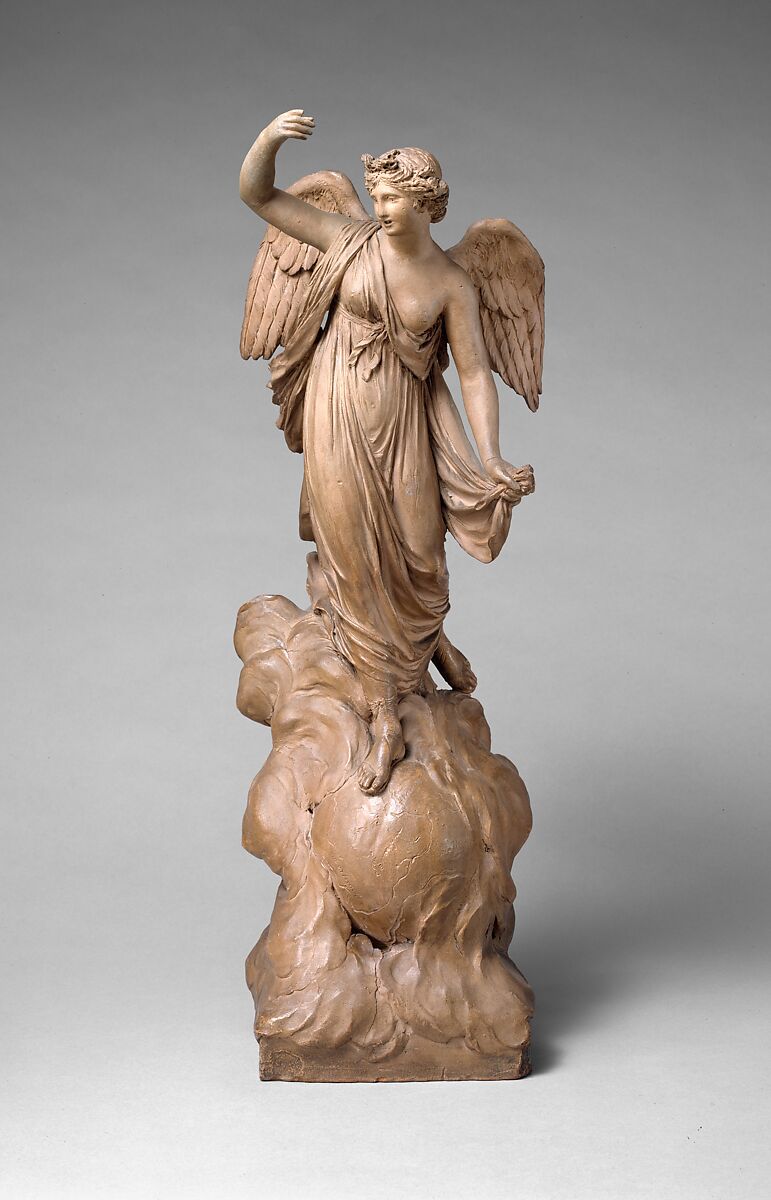 Victory Alighting on Earth, Gilles-Lambert Godecharle (Brussels, Belgium 1750–1835 Brussels, Belgium), Terracotta, Belgian, Brussels 