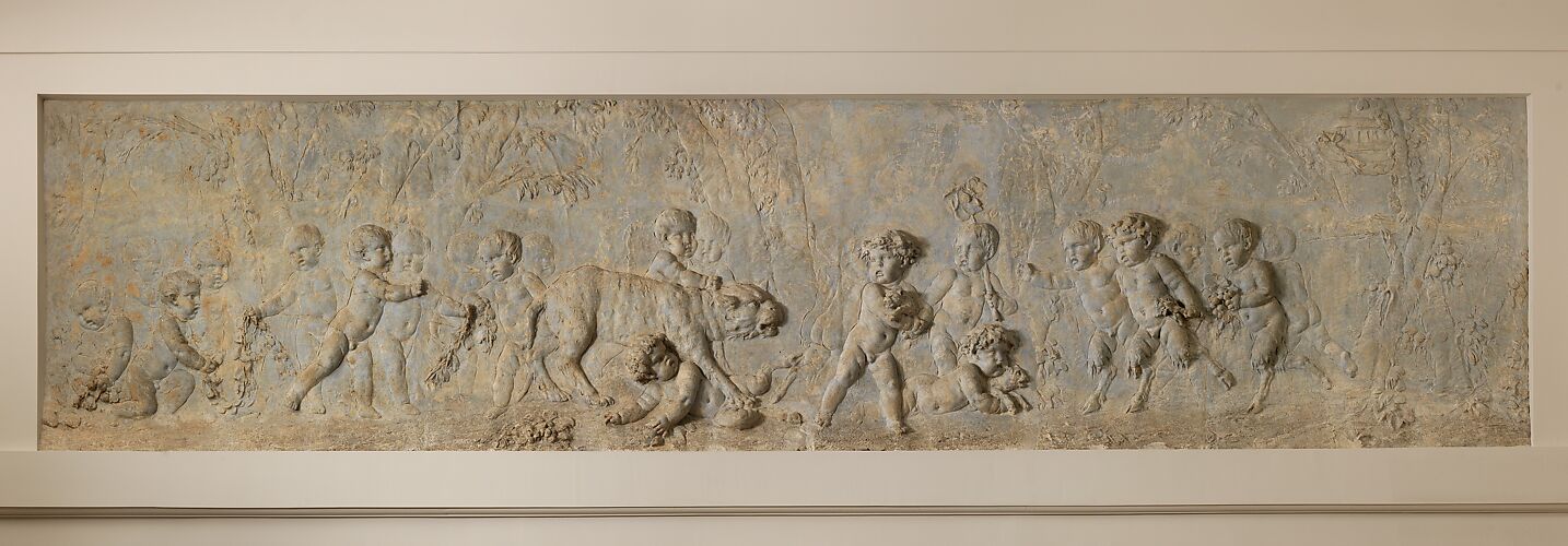 Children and satyr children stealing the cubs of a pantheress (part of a group)