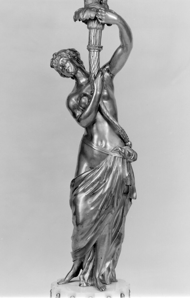 Pair of candelabra, Gilt bronze, marble, French