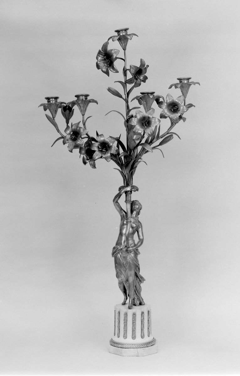 Pair of candelabra, Gilt bronze, marble, French
