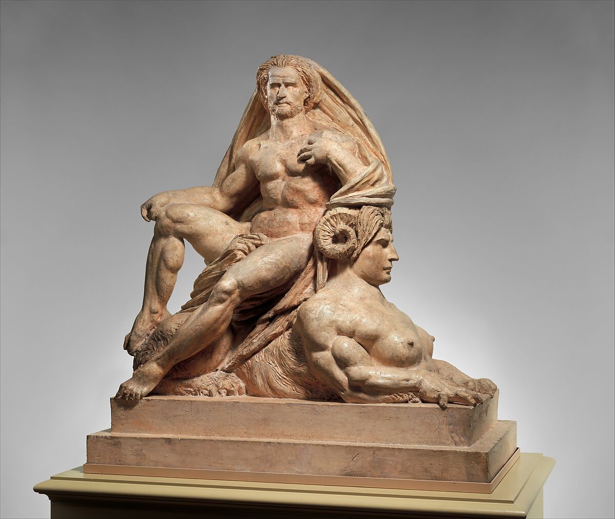 Jupiter and the Sphinx, Auguste Préault (French, Paris 1809–1879 Paris), Tinted plaster, French, Paris