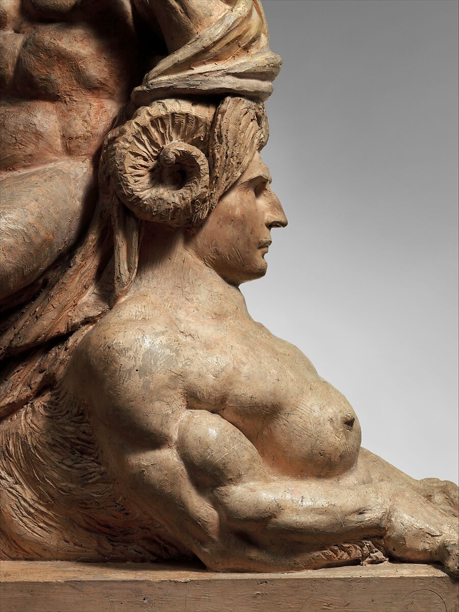 Jupiter and the Sphinx, Auguste Préault (French, Paris 1809–1879 Paris), Tinted plaster, French, Paris