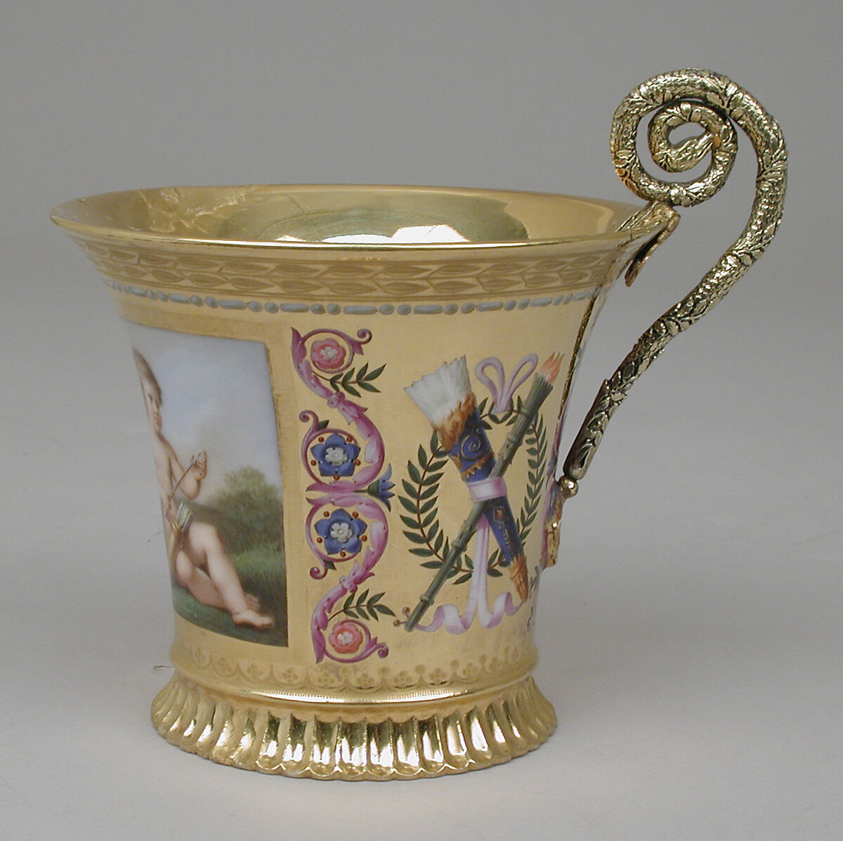 Cup (tasse Jasmin), part of Breakfast Service (déjeuner), Sèvres Manufactory (French, 1740–present), Hard-paste porcelain, silver gilt, French, Sèvres